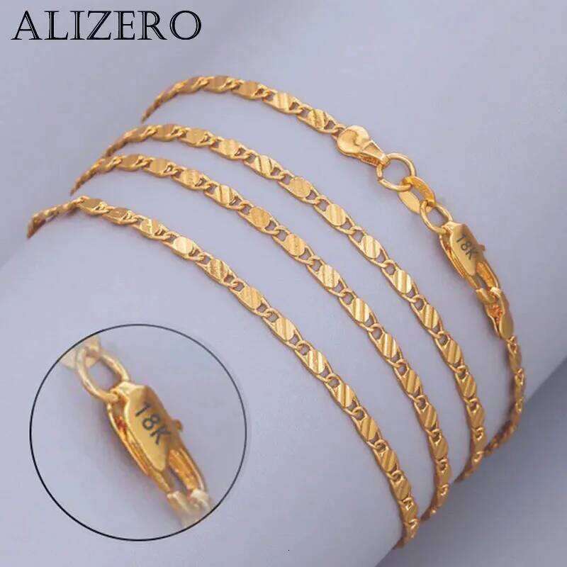 Fashion Exquisite 18K Gold 2mm Chain Necklace For Women Men Size 16-30 Inch Jewelry Wholesale 925 Sterling Silver Necklaces