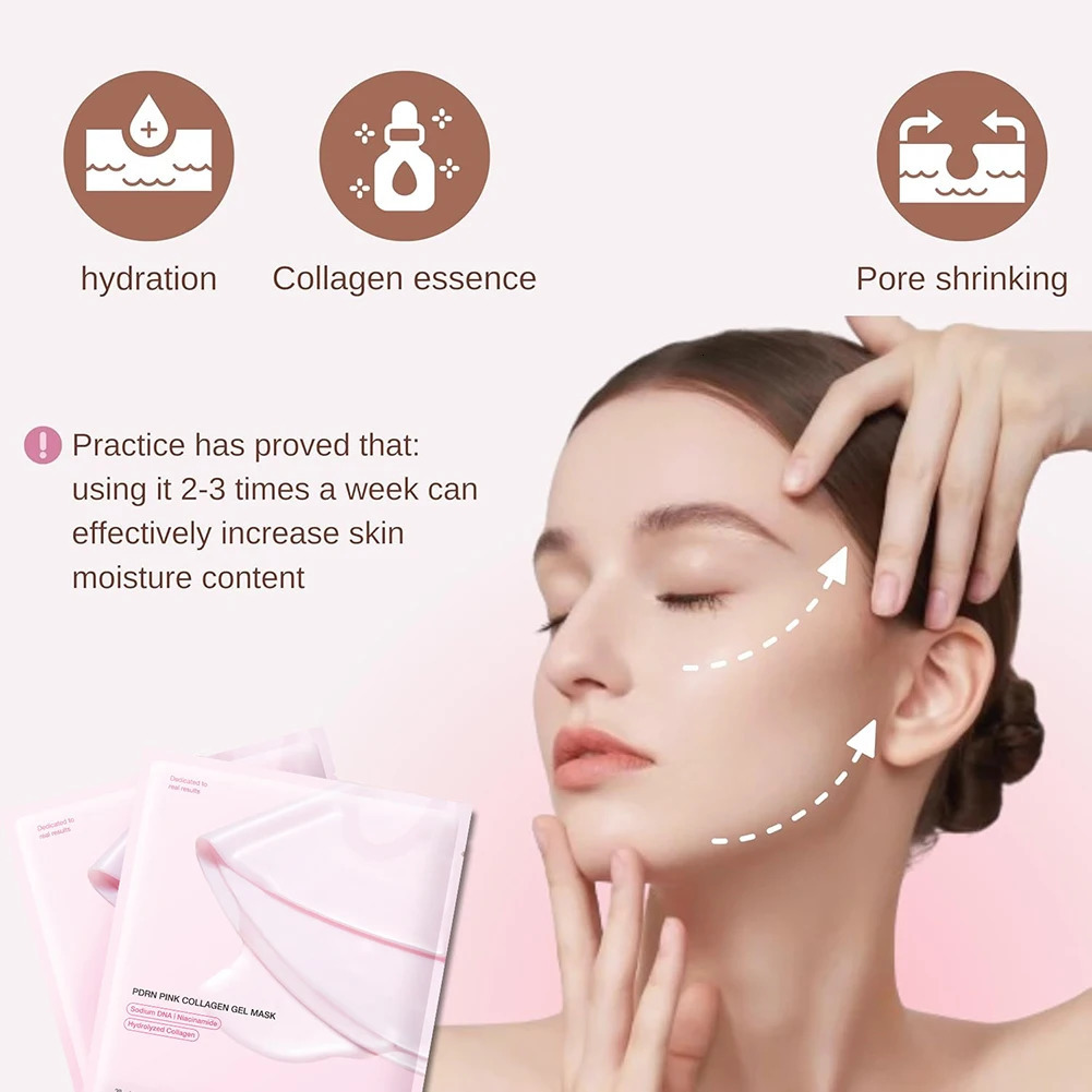 4pcsBox Absorbable PDRN Pink Collagen Gel Mask Niacinamide Brightening Moisturizing Collagen Firming Lifting Mask Skin Care 260106