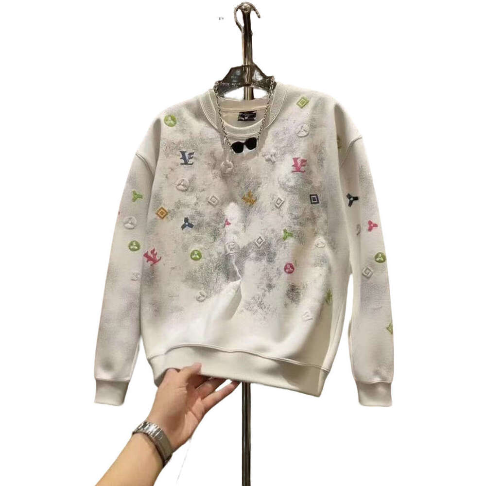 Men's Tie-Dye Crew Neck 2025 Trendy Brand Casual Slim Fit Long Sleeve Light Luxury Sweatshirt