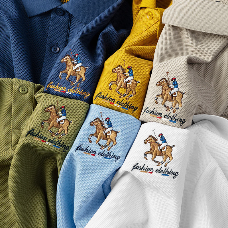 Luxury Brand Designer Clothes Alihu Summer New Light Luxury Short Sleeve T-Shirt Mens Turn-Down Collar Embroidered Casual Daily Mens Polo Shirt