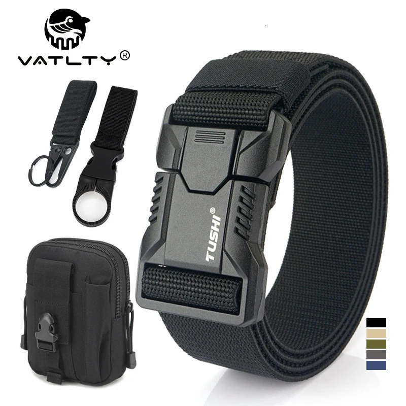VATLTY Tactical Outdoor Belt for Men and Women Aluminum Alloy Buckle Quick Release Elastic Belt Casual Belt Jeans Waistband 260106