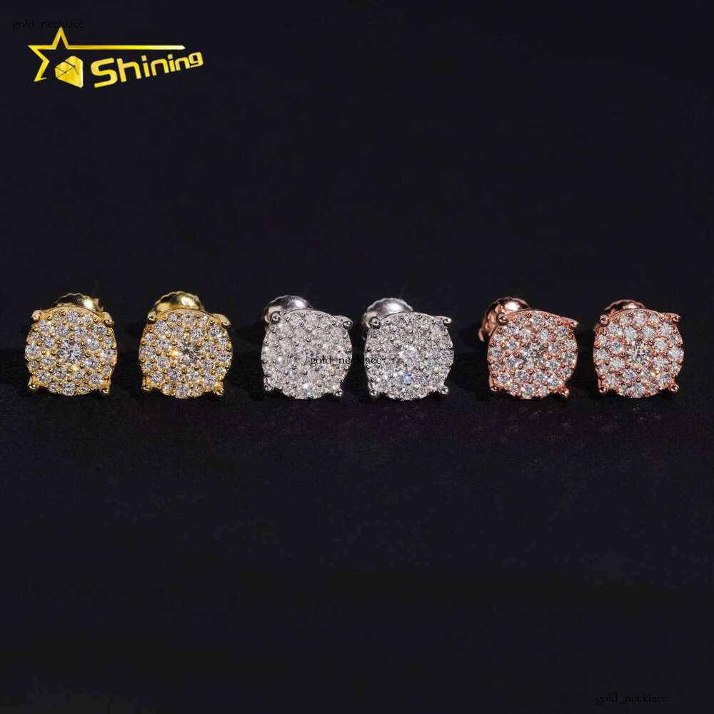 Fast Delivery Cheapest Price Round 8.8mm 925 Silver Gold Plated GRA VVS Moissanite Stud Earrings fashion Jewelry