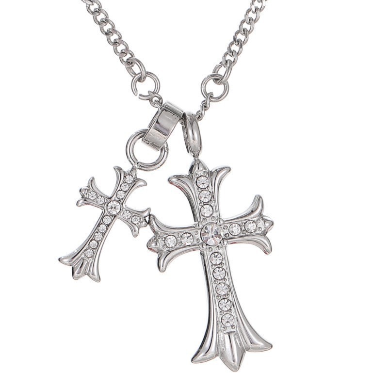 Jewellery Necklace Designer Luxury Stainless Steel Waterproof Chrome Plated Classic Cross Pendant for Wedding and Special Occasion Gift High Quality