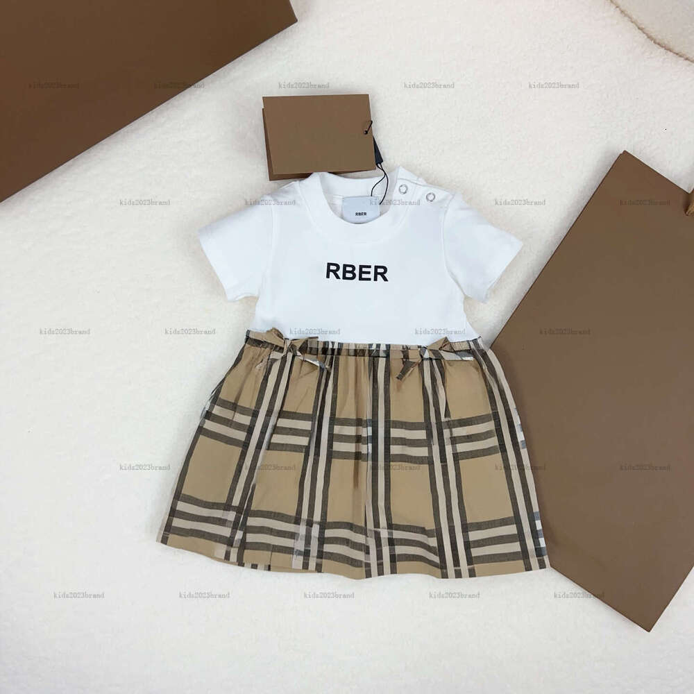 New newborn dress Checkered design toddler skirt summer Cotton material infant jumpsuits designer kids bodysuit A141X04N078-b