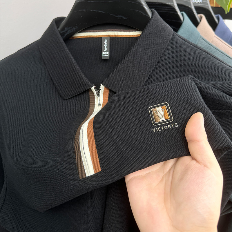 Luxury Brand Designer Clothes High-End Paul Men's Short-Sleeve T-Shirt Half-Zip Turn-Down Collar Polo Shirt Summer New Trendy Casual Versatile To