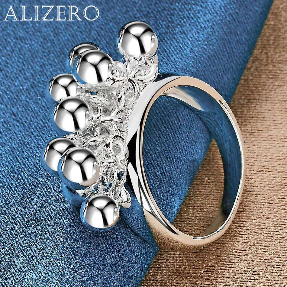 ALIZERO 925 Sterling Silver Grape Beads For Women Engagement Rings Eternity Ring Fashion Jewelry Gifts