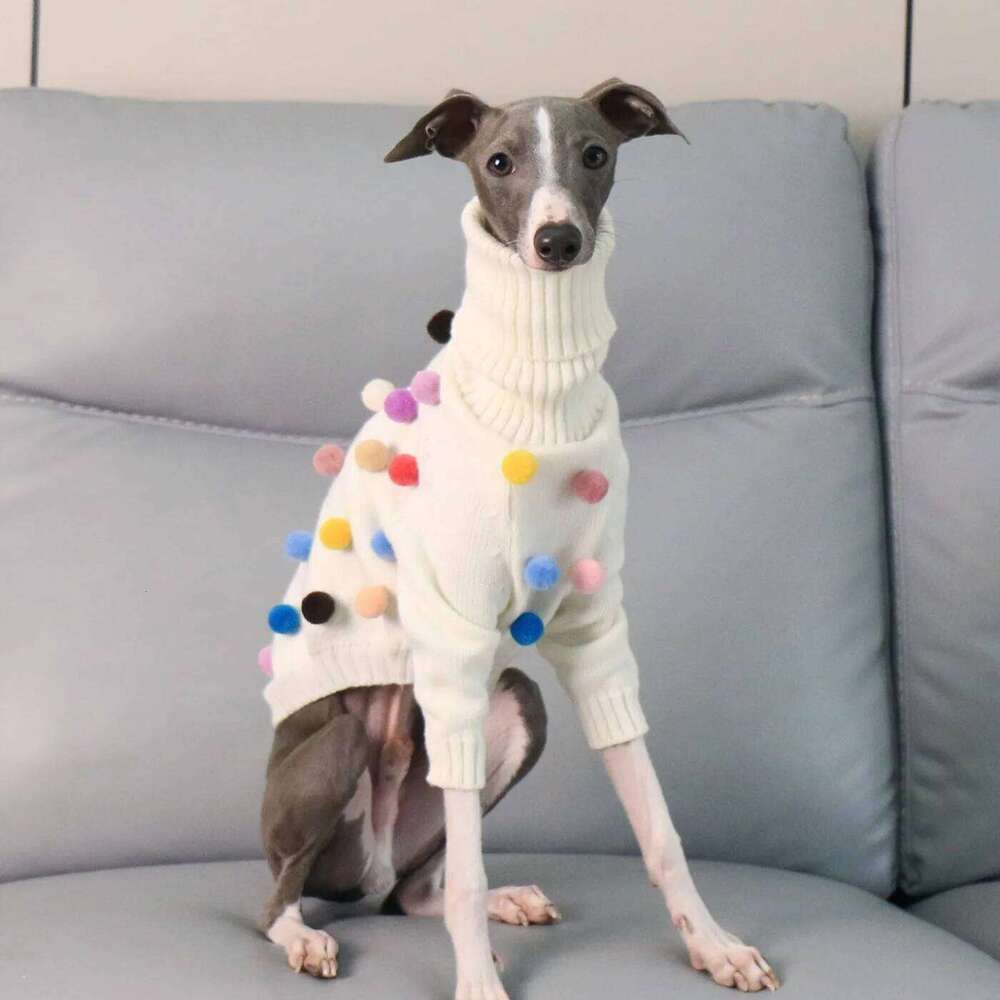 High-neck Knitted Christmas Sweater Italian Greyhound Winter Long Sleeved Warm Coat Whippet New Year Costumes for Dogs 26H0107