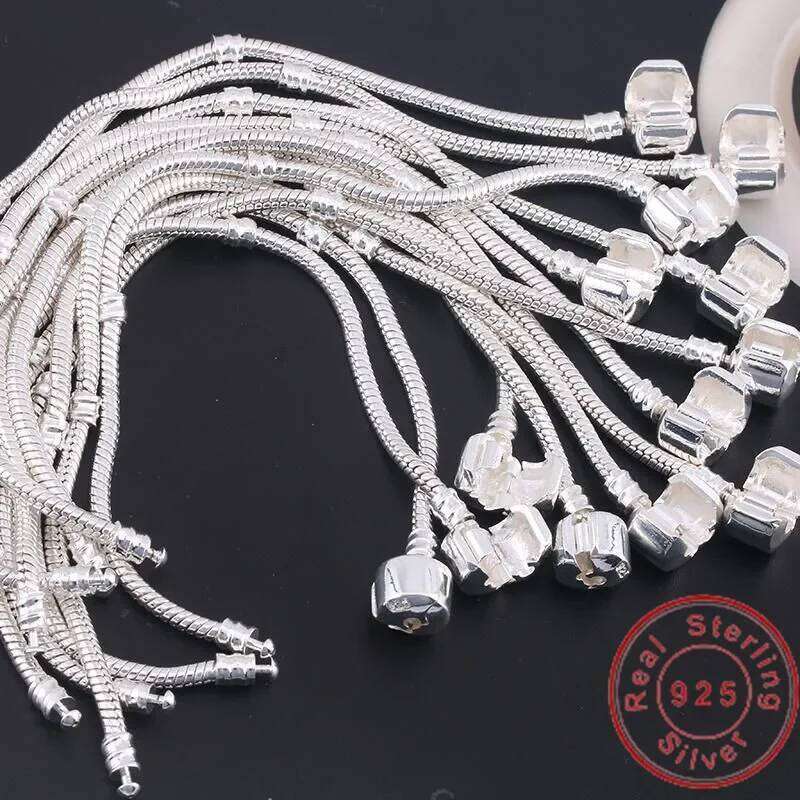 Original 925 Sterling Silver Snake Bone Bracelet Bangle Fine Basic Charm Bracelets for Women men Party DIY Jewelry