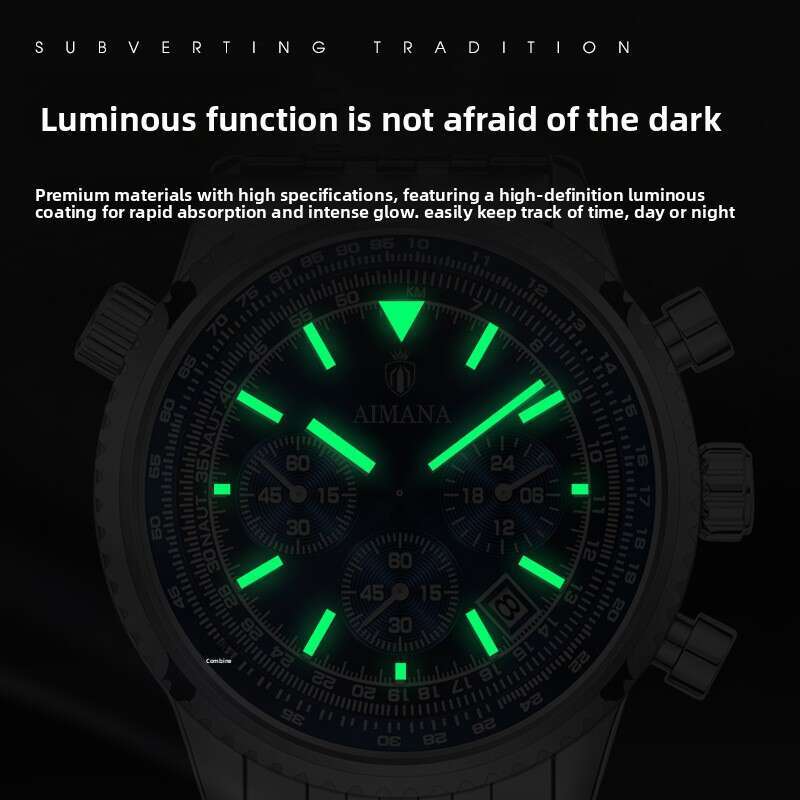 Fashionable men's high-end watch, multi-functional watch, water-resistant, luminous calendar watch