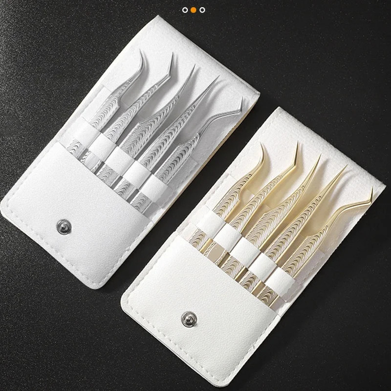 5PCS Eyelash Extension Tweezers Set Lash Applicator Tool Stainless Curved Straight For Eyelash false Clip Makeup Nail Art Tools 251231