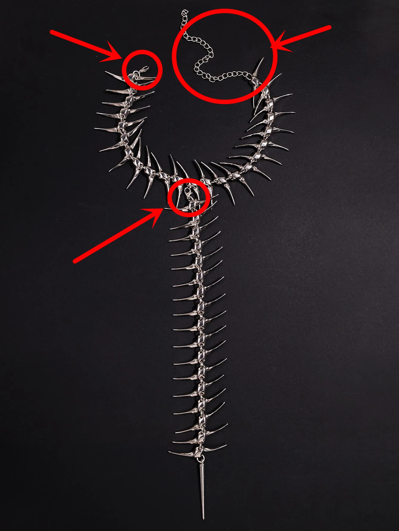 Edgy Niche Hip-Hop Thorn Skeleton Alloy Womens Necklace Perfect for Holiday Parties Everyday Wear Street Style Outfits 260106