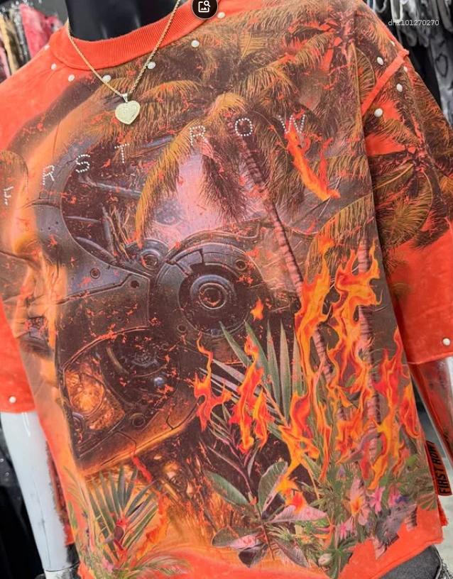 Men's T Shirts High Street Gothic Personalized Letter Printed Casual Fashion T-shirt Basic Style Daily Loose American Couple Half Sleeve