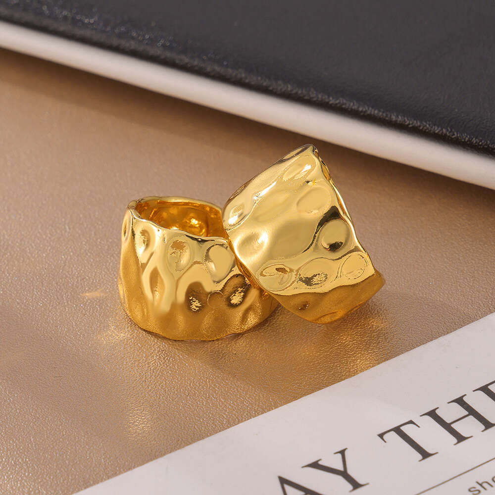 Fashion Commuting Simple Personality Elegant Versatile Index Finger Hammer Texture Design Copper Material Open Ring Liuyuemoshang
