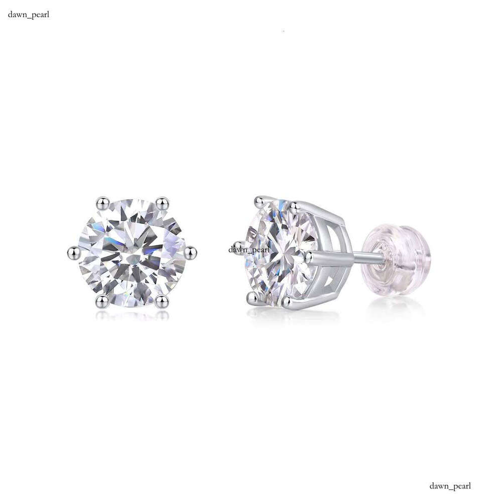 VVS Moissanite Wholesale Women's 925 Sterling Silver GRA Certified VVS 0.5ct Fashion French Sandstone Jewelry Stud Earrings