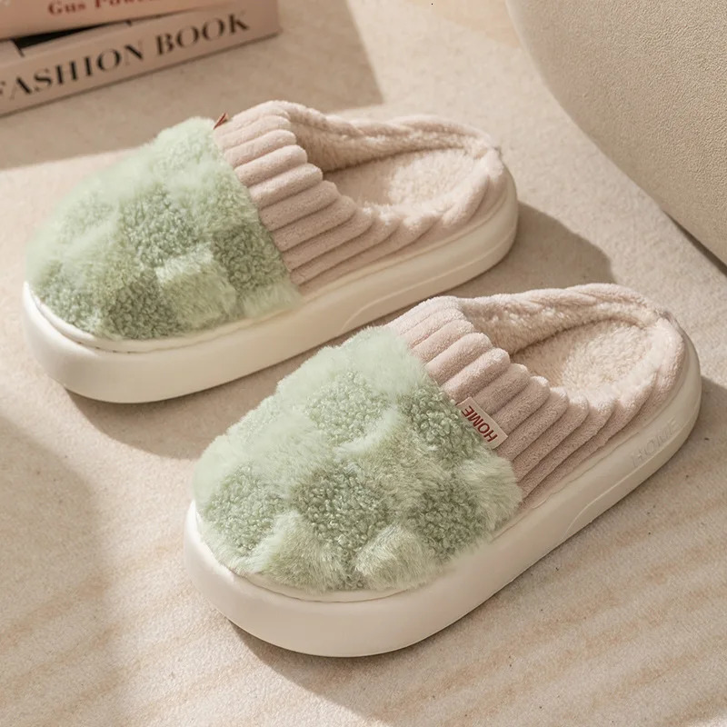 Gacimy Women Winter Fuzzy Slippers Indoor Soft Memory Foam Fur Slides Plush Lined Cotton Slides Lady Warm Fluffy House Slippers 260106