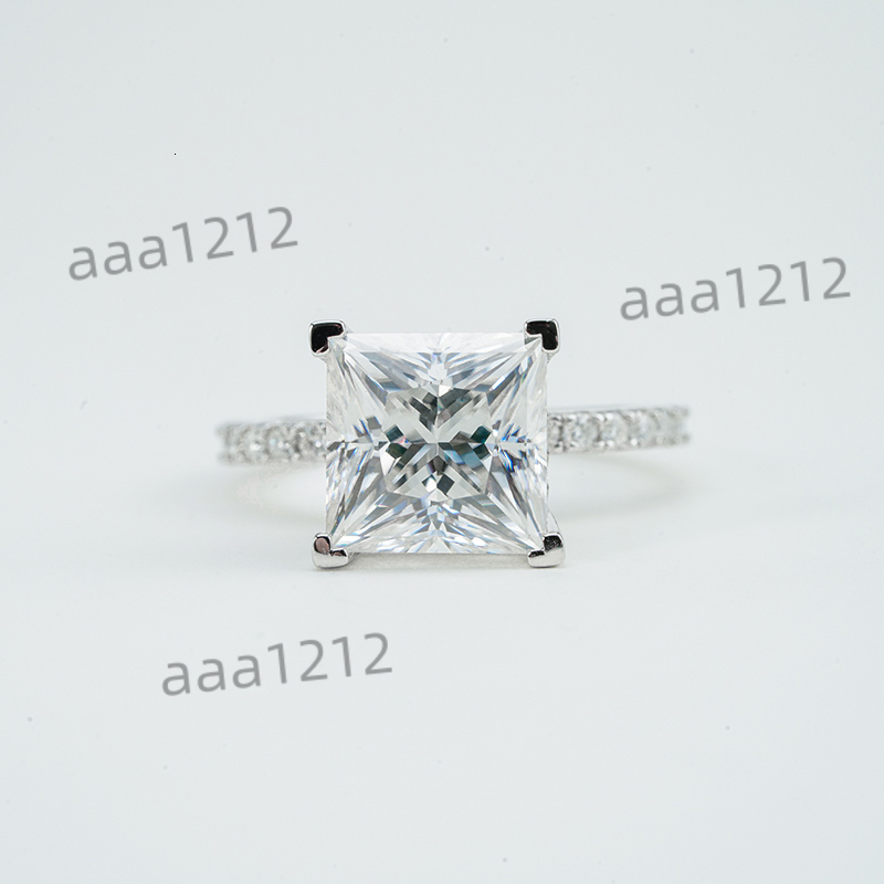 Starsgem S925 Sterling Silver 5ct Princess Cut Moissanite Pave Band Engagement Rings