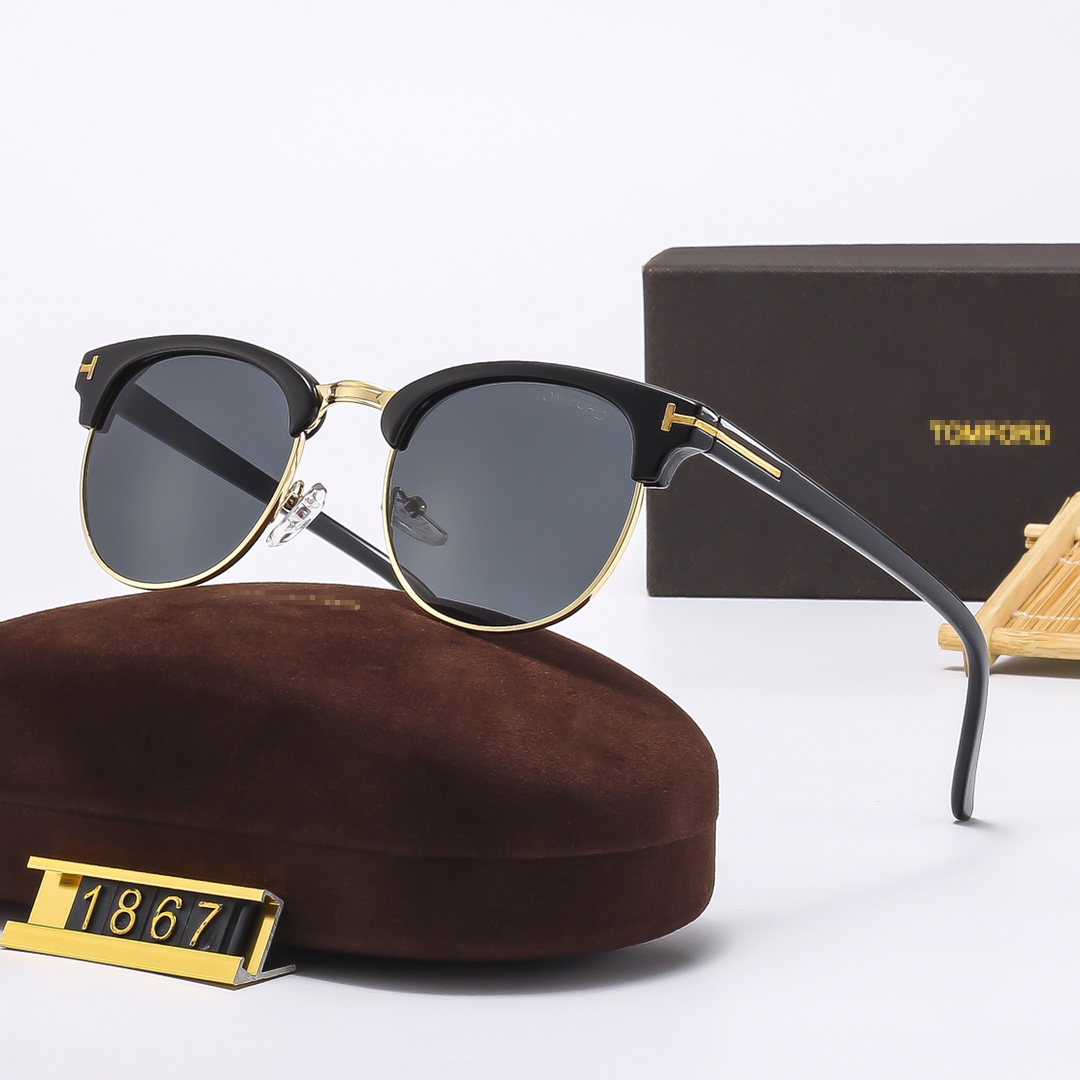 Tomfordsunglasses Luxury FT0248 05N/FT0711/FT1188/FT1237 01B Fashionable High-Quality Semi-Rimless Gold Sunglasses with Case