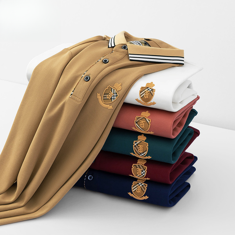 Luxury Brand Designer Clothes International Big Brand Men's New Long Sleeve T-Shirt Men's Base Shirt Dad's Clothing Men's Turn-Dow