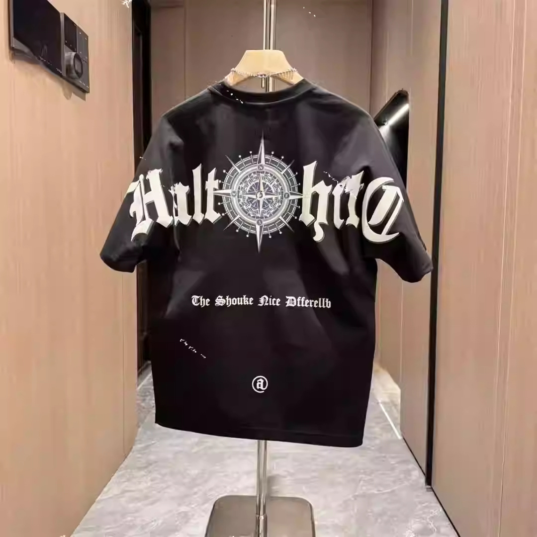 Luxury Designer Clothes American Retro Trendy Brand Casual Heavyweight Printed Letter 2025 Summer Fashion Versatile Short Sleeve T-Shirt