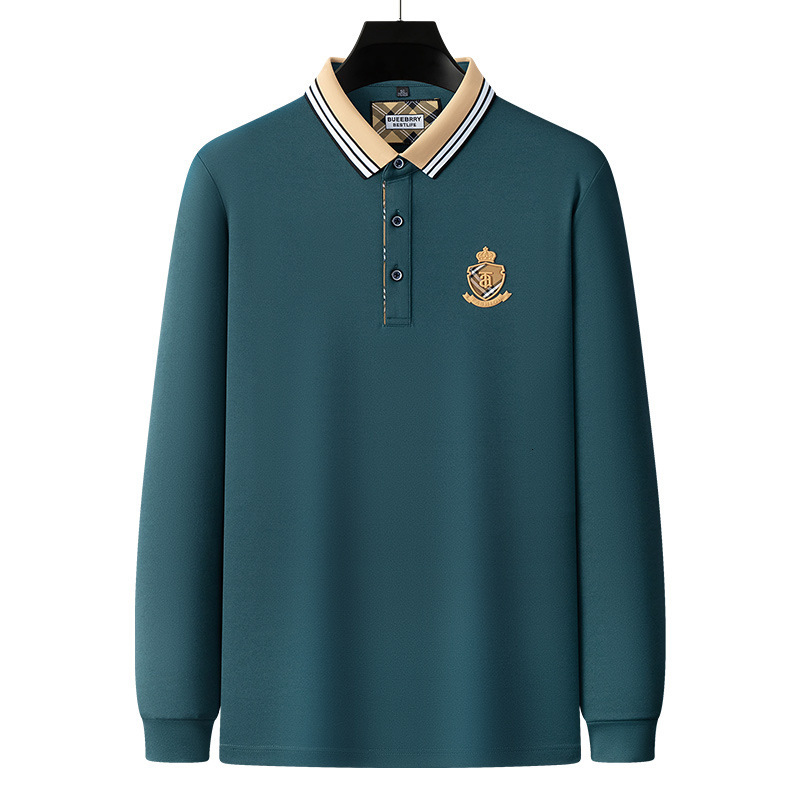 Luxury Brand Designer Clothes International Big Brand Men's New Long Sleeve T-Shirt Men's Base Shirt Dad's Clothing Men's Turn-Dow