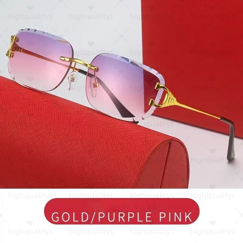 Fashion Designer Sunglasses For Women Vintage Mens Buffalo Horn Glasses Panther Gold Silver Metal Legs Rimless Sunglass Mens Travel Tour Eyeglasses Lunettes