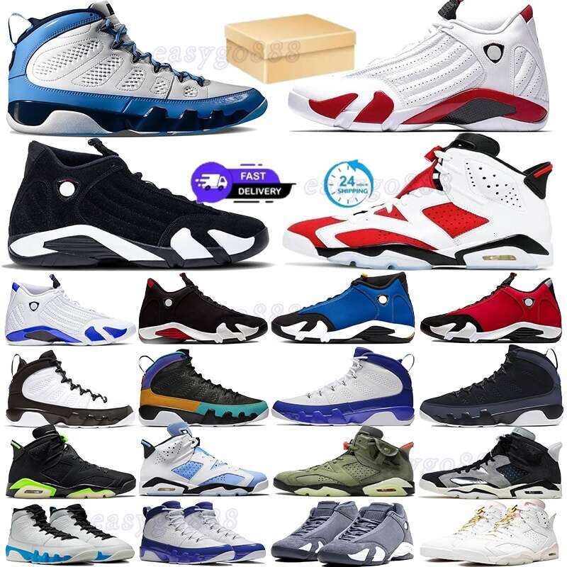 With Box Basketball Shoes 6 9s Sneakers Black White Designer Shoes Red Thunder Bred University Blue 6s Mens Trainers 14s Sports Shoes size 40-47