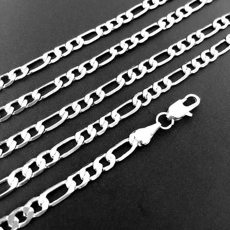 Wholesale 40-75cm 925 Sterling Silver Necklace 2/4/6/8/10/12mm Figaro Chain Lobster Buckle Necklaces Men Woman Fashion Jewelry