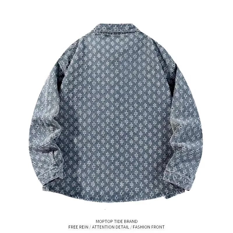 Luxury Brand Designer Clothes American Style Trendy Brand Spring And Autumn New Niche Design Washed Jacquard Denim Jacket Men's Trendy Couple Jac