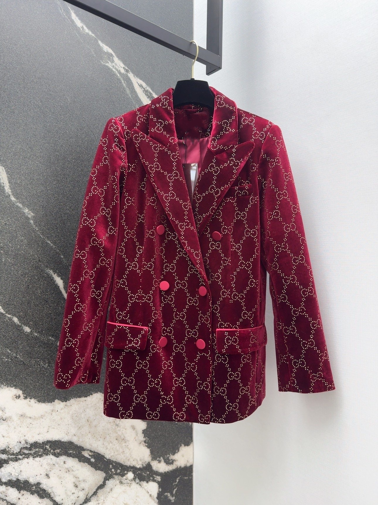 26 Early Spring New Vintage Wine Red Hot Diamond Style Coat