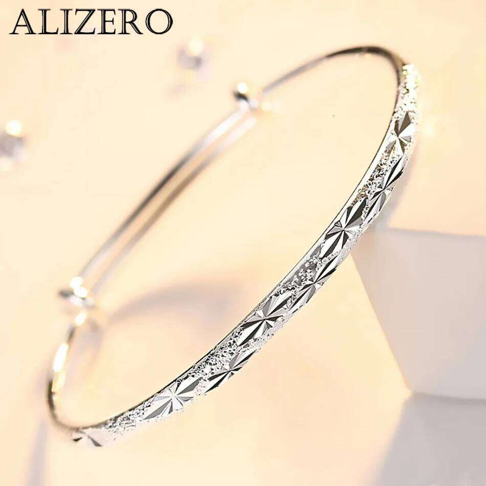 Hot new Fashion 925 Sterling Silver Bracelets for Women Frosted shiny stars bangles adjustable Jewelry wedding Party Gifts