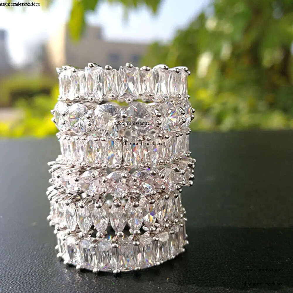 Huitan Multi Shapes Cut Engagement Finger Ring Set Moissanite Silver Jewelry Hot Sale Fashion Zirconia Eternity Rings