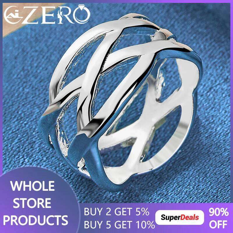 ALIZERO 925 Sterling Silver Interwoven Weave Ring For Women Man Wedding Engagement Party Fashion Accessories Fine Jewelry