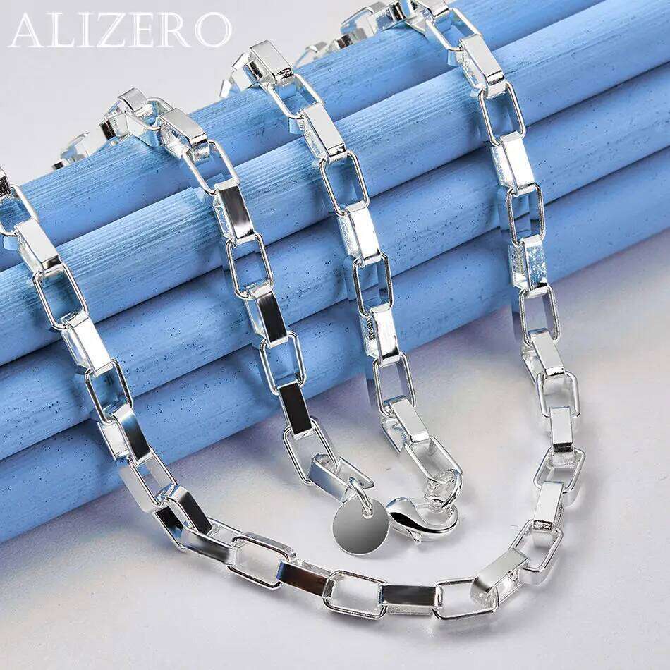 ALIZERO 925 Sterling Silver 4MM Long Lattice Chain Necklace For Men Women Jewelry Fashion Party and Daily Wear