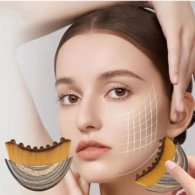 Brochas De Maquillaje Synthetic Hair Plastic Handle for Eye Neck Care Massage Dropshipping Lymphatic Contour Facial Brush
