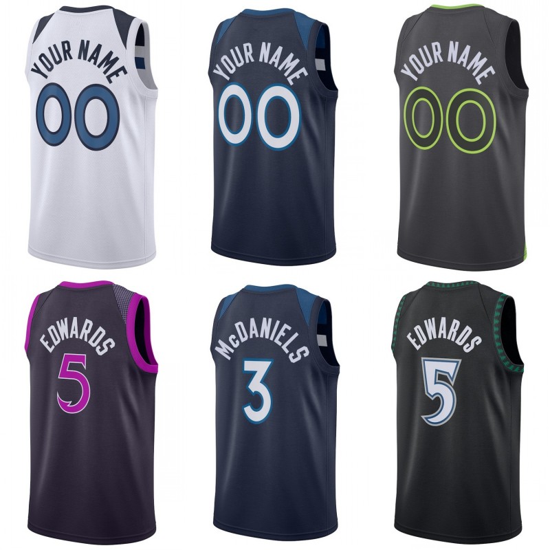 Custom Print Edwards Basketball Jersey Hot Pressing Dosunmu Conley Phillips DiVincenzo Gobert Ingles Randle Reid Rose McDaniels Beringer Hyland Shirt