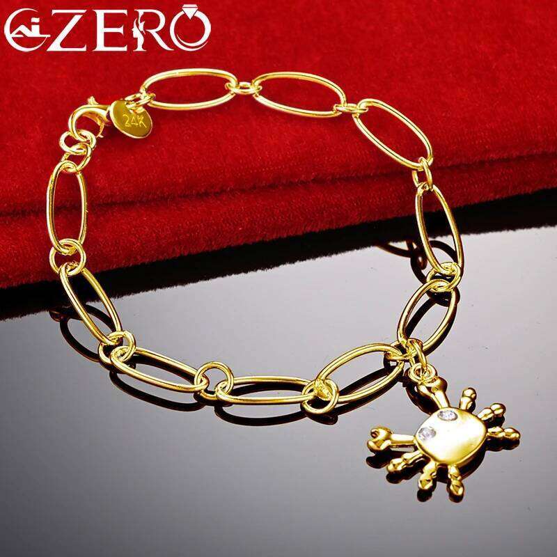 ALIZERO 18K Gold Bracelet 925 Sterling Silver Zircon Crab Bracelets Chain For Women Wedding Fashion Party Charm Jewelry Gift