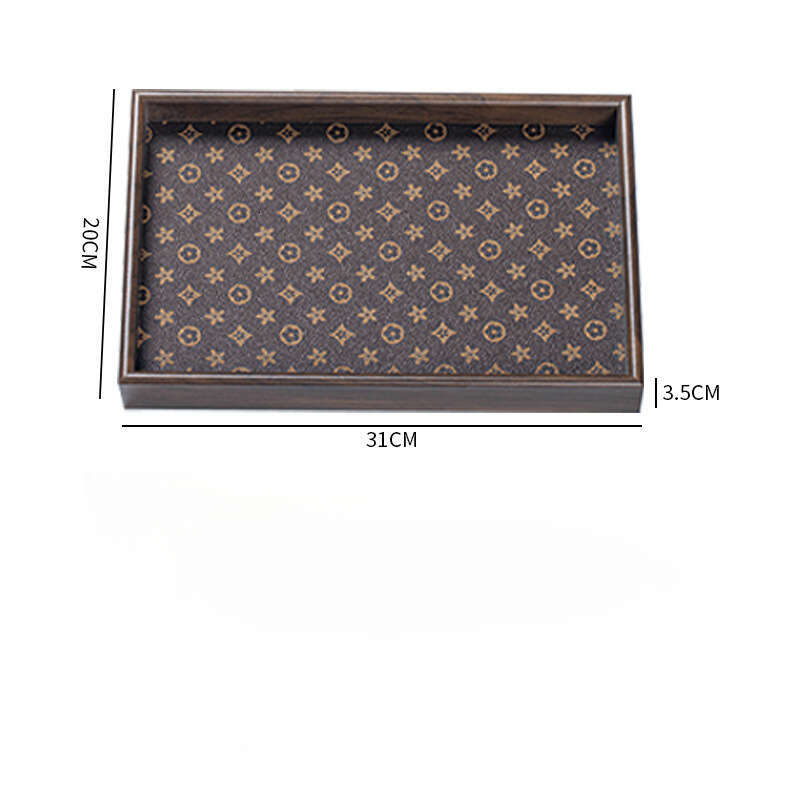 Vintage Light Luxury Leather Chinese Tea Tray Household Rectangular Desktop Jewelry Display Key Entryway Storage Box