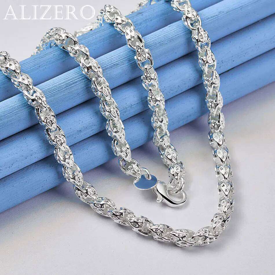 ALIZERO 925 Sterling Silver 20/24 Inch 5mm Faucet Chain Necklace For Men Women Hip Hop Punk Accessories Fashion Jewelry