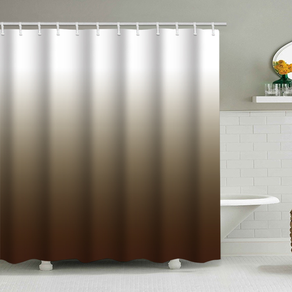 YL-38112 High-end Custom Gradient Pattern Shower Curtain Set, Polyester Waterproof with Hooks