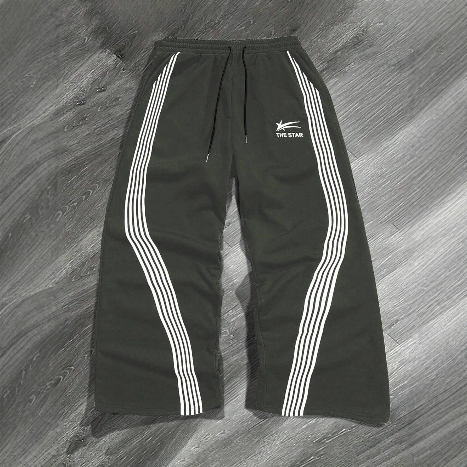 Luxury Brand Designer Clothes Striped Print Sports Sweatpants Autumn Casual Men's Street Fashion Versatile Wide-Leg Long Pants