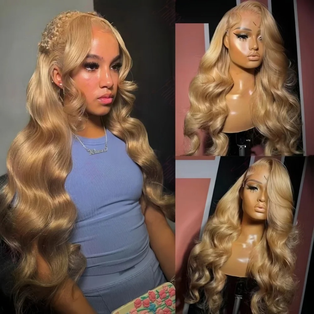 Honey Blonde Body Wave Human Hair Wigs Human Hair Quality 13x4 Hd Lace Frontal Wigs 200 Density Transparent Lace Front Colored Wigs For Women Daily Pa