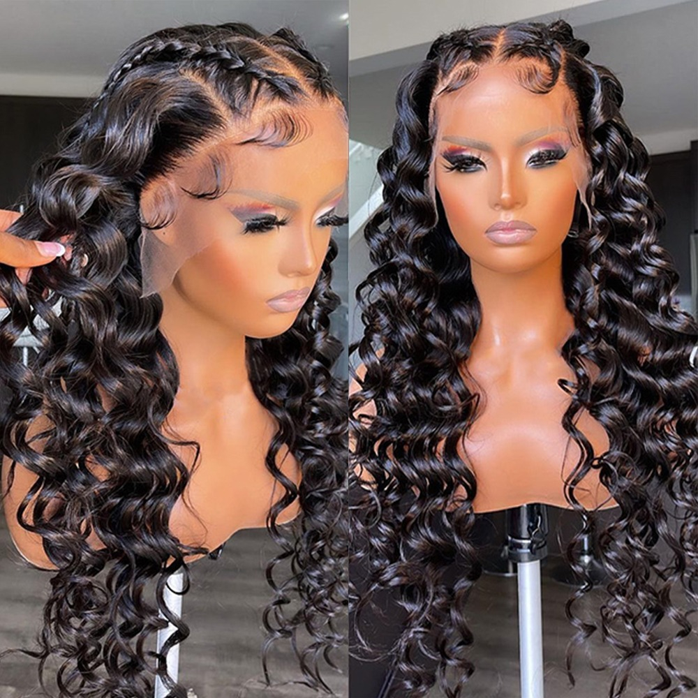 200 250 Density Deep Wave Human Hair Wig 13x4 13x6 Hd Transparent Lace Front Wigs for Women Curly Human Hair Wigs Preplucked for Women
