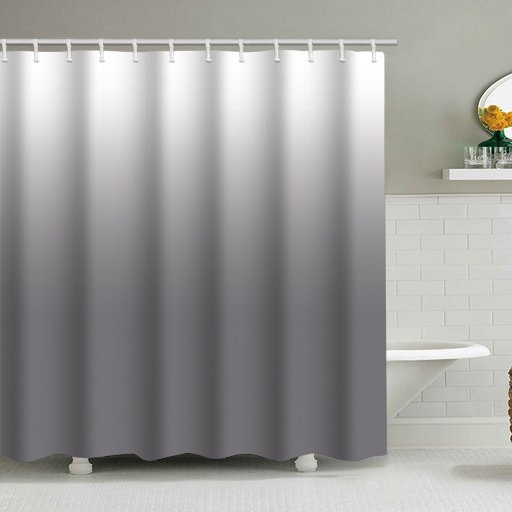 YL-38111 High-end Custom Gradient Pattern Shower Curtain Set, Polyester Waterproof with Hooks