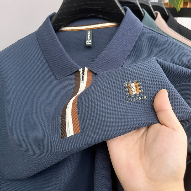 Luxury Brand Designer Clothes High-End Paul Men's Short-Sleeve T-Shirt Half-Zip Turn-Down Collar Polo Shirt Summer New Trendy Casual Versatile To