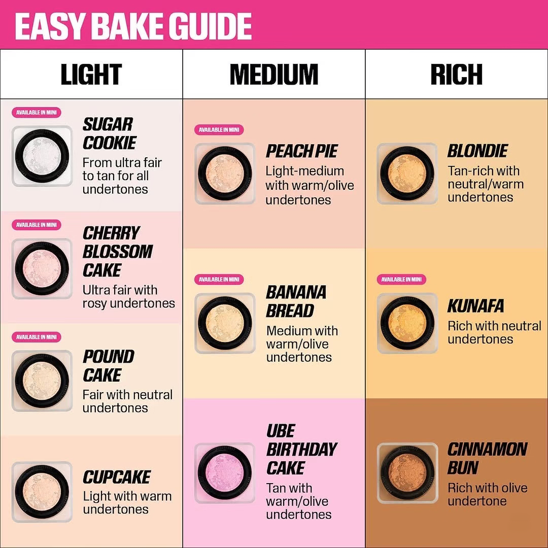 HUDA Beauty Easy Bake Two Tone Loose Powder 13g And 8 Colors Loose Powder 20g Pound Cake Cherry Blossom Baking Setting Powder Oil Control Concealer Se