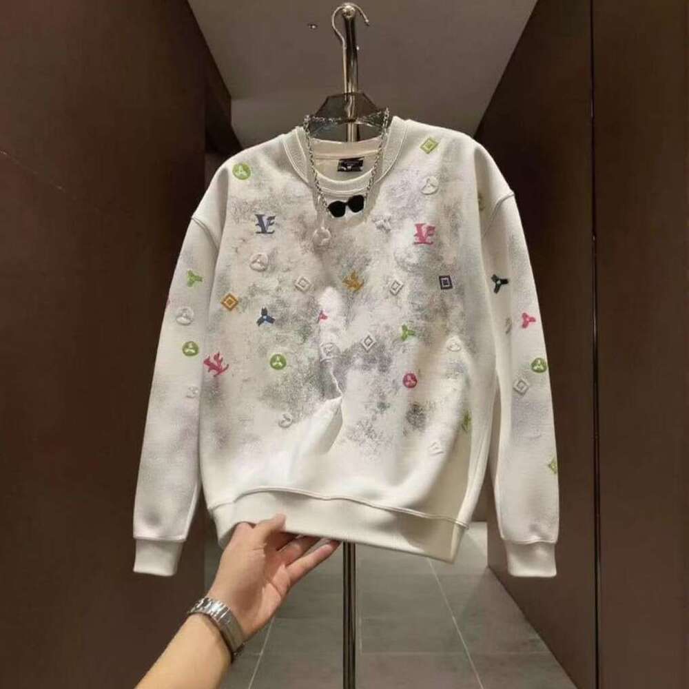 Men's Tie-Dye Crew Neck 2025 Trendy Brand Casual Slim Fit Long Sleeve Light Luxury Sweatshirt