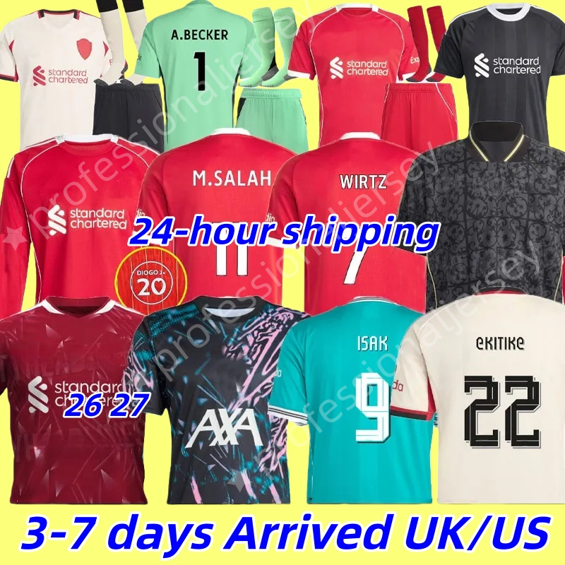 25 26 27 soccer jersey ISAK WIRTZ MAC ALLISTER SZOBOSZLAI SALAH lIVeRpOOL jersey 4xl home away 3rd goalkeeper adult kids kit long sleeves lFc training football shirt