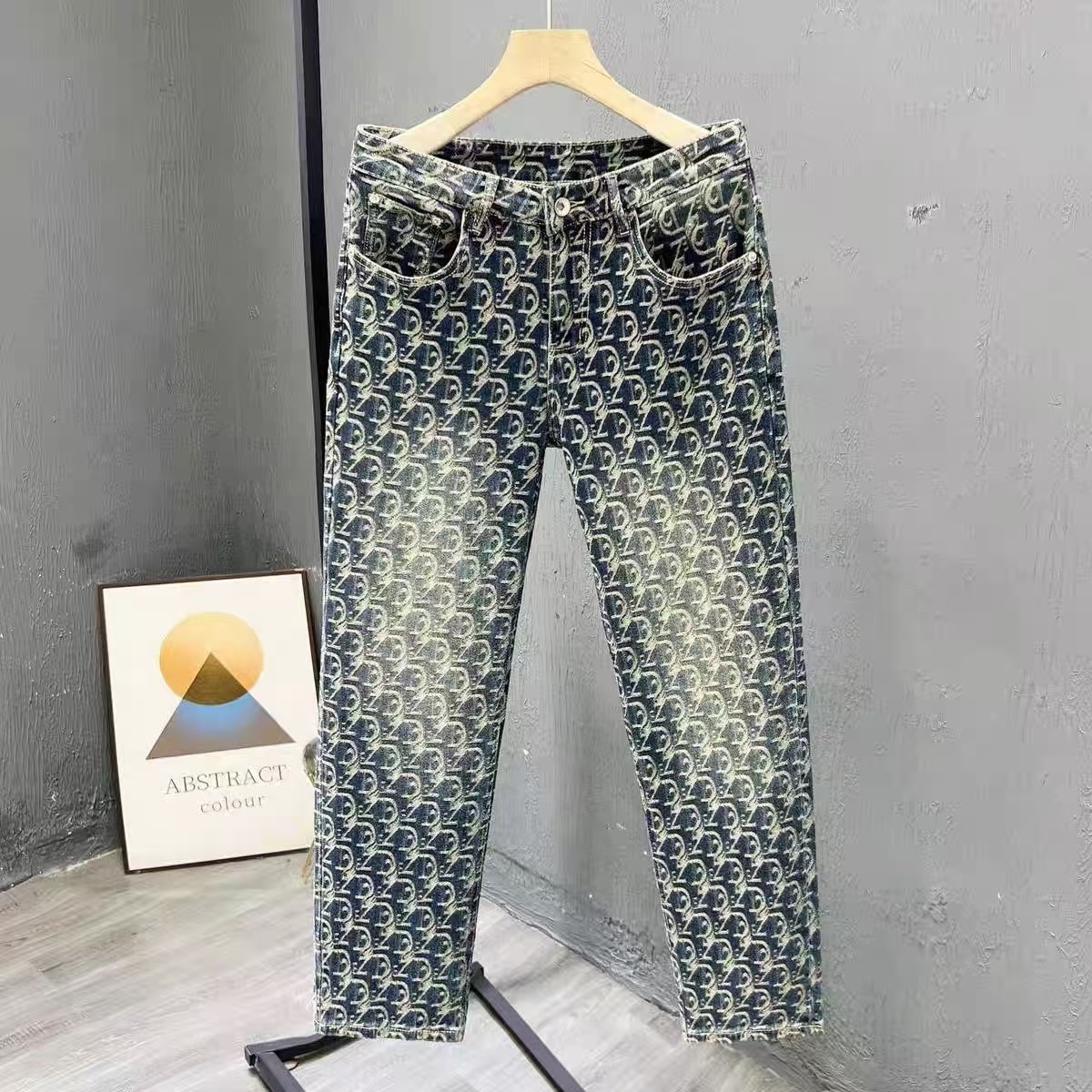 2026 New Designer Sportswear Fashion Outdoor Sports Knitted Vintage Men's Jeans Fashion Brand Style Straight-leg Pants Luxury Design High-end Tex