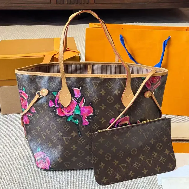 10a must-have Top quality naverfullsing bag Womens crossbody shoulder bag handbag high capacity Classic Flower Checked Bag leather shopping bag tote wallet A2