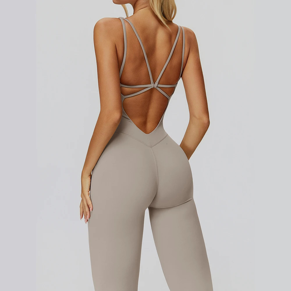 Womens Tracksuit Yoga Set Jumpsuits One Piece Fitness Rompers Sleeveless Sportswear Gym Set Push Up Bodysuits Workout Clothes 260106